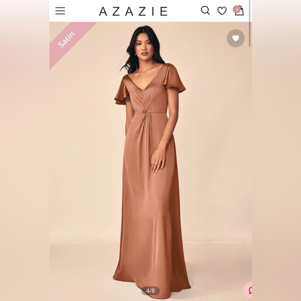 Azazie rust satin bridesmaid/wedding guest dress custom size see photo attached